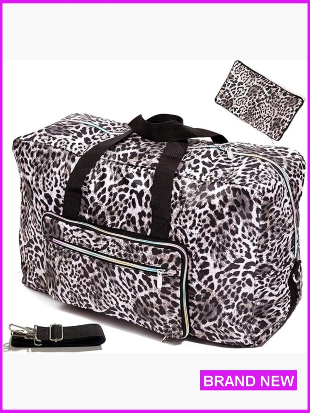 Foldable Travel Duffel Bag With Trolley Sleeve Large Capacity Weekender Gym Tote